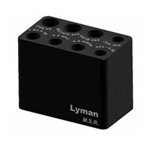 LYMAN MSR Ammo Checker 7833003 – schwarzer Mehrkaliber-Prüfblock mit acht Kaliberaufnahmen