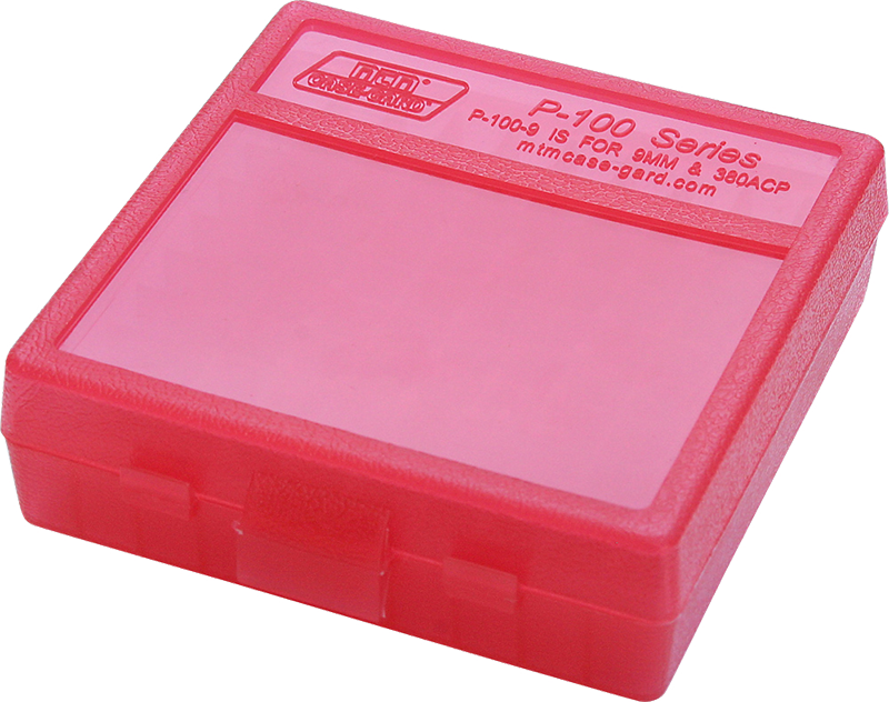 MTM CASE-GARD P-100-9-29 Patronenbox für 100 Patronen, transparent rot