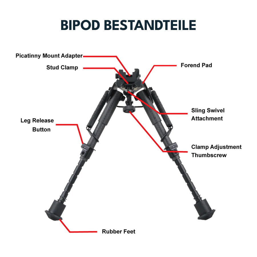 VectorOpticsVector Optics Rokstad Bipod aus Kohlenstoff und Aluminium in verschiedenen Höhen - Black Raptor