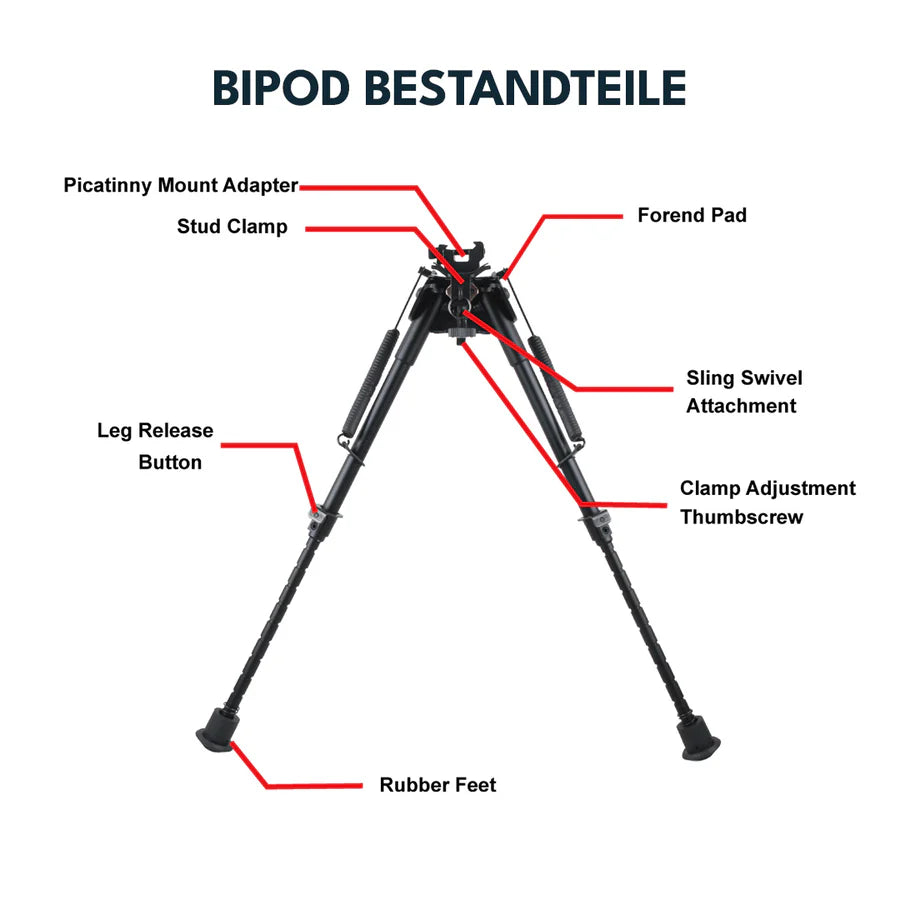 VectorOpticsVector Optics Rokstad Swivel Bipod aus Aluminium in verschiedenen Höhen - Black Raptor