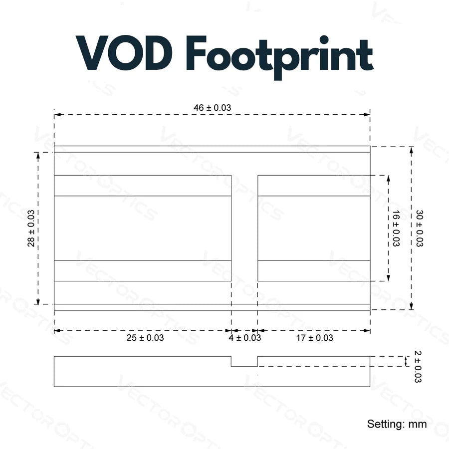 VectorOpticsVector Optics SCFRM - 17 Montage mit VOD (Aimpoint) Footprint für 11mm Dovetail, h=6mm - Black Raptor