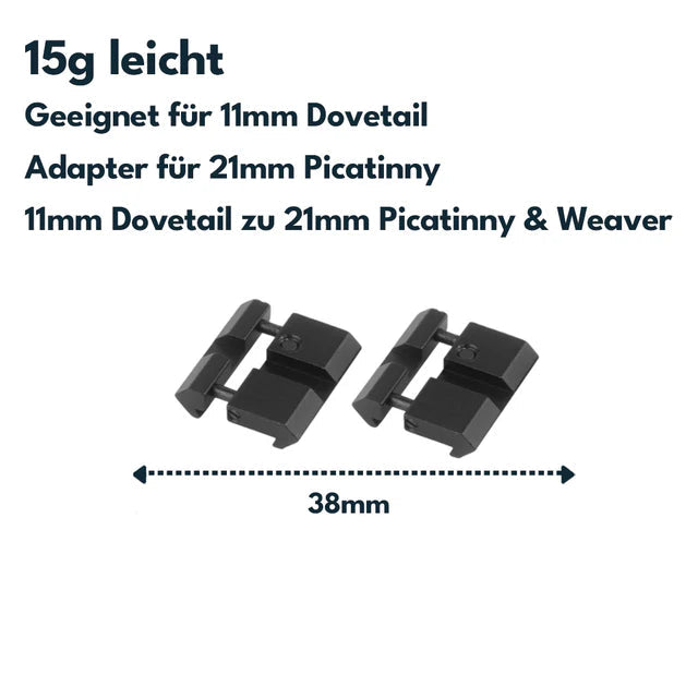 VectorOpticsVector Optics SCRA - 06B Adapter von 11mm Dovetail zu 21mm Weaver, l=38mm (2Stk) - Black Raptor