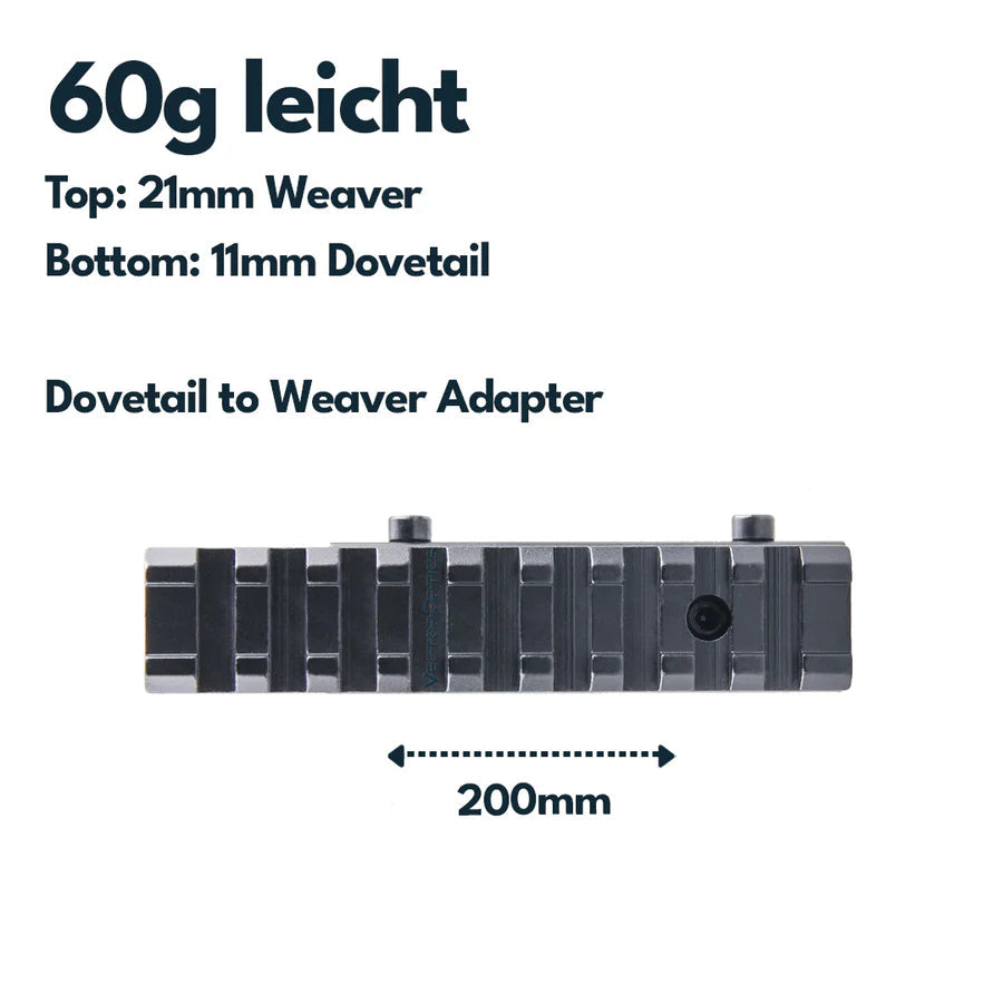 VectorOpticsVector Optics SCRA - 31 - Dovetail to Weaver Rail Extended Riser Mount - Black Raptor