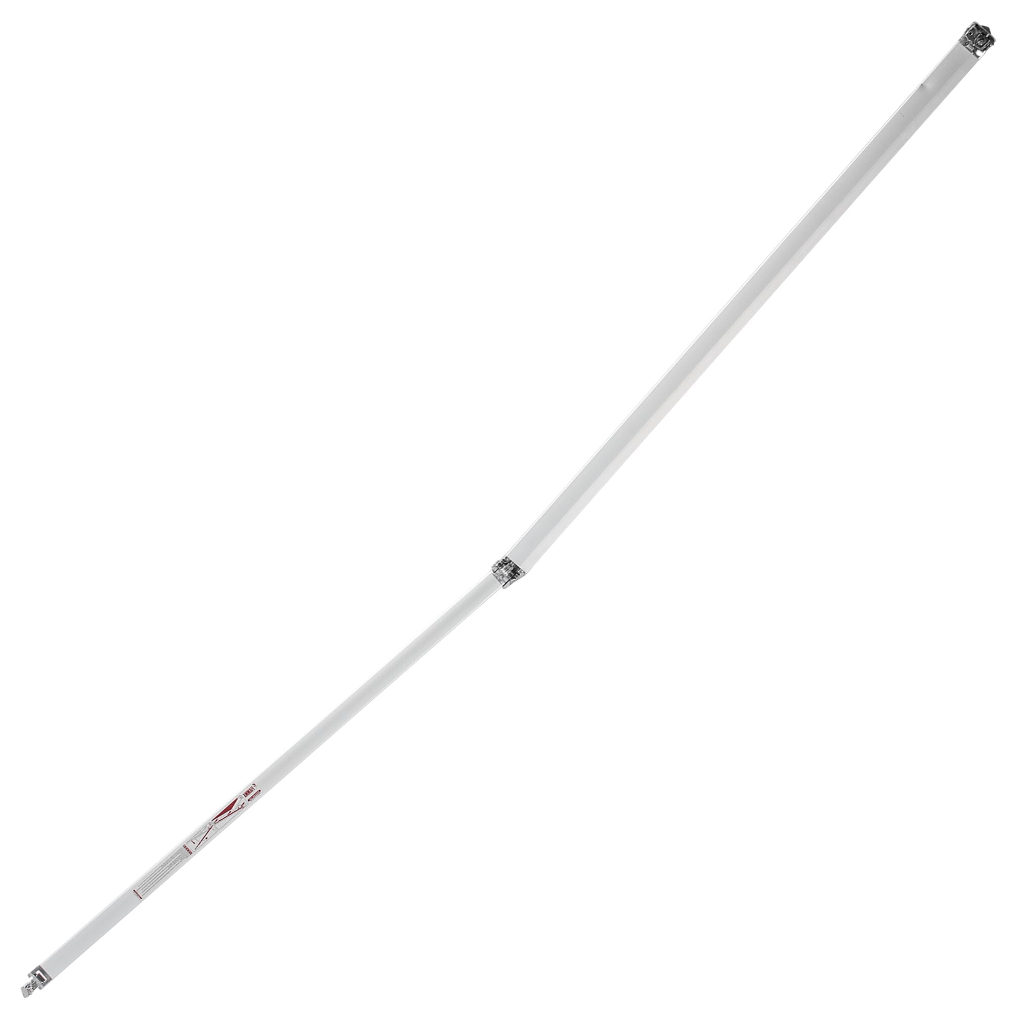 Gelenkarm 320–400, rechts für Markise F65; weiße Stange mit Endstücken aus Metall an beiden Enden, diagonal von links unten nach rechts oben