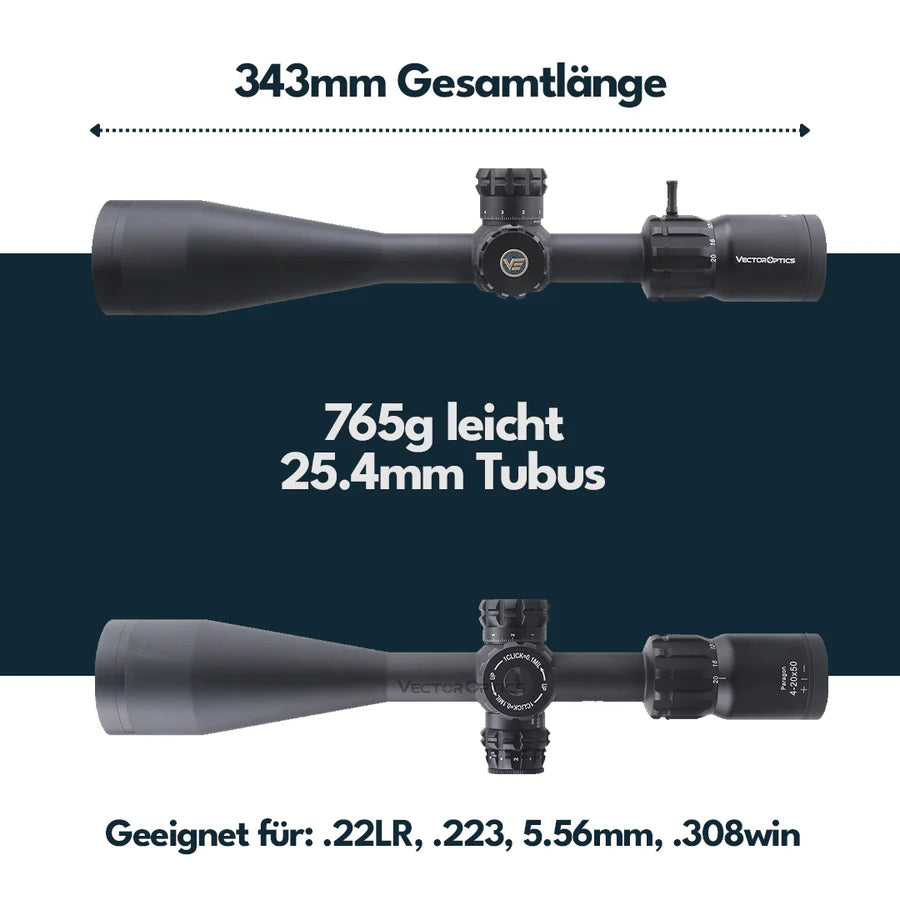 VectorOpticsVector Optics SCOL - T44 Paragon 4 - 20x50 Tactical - Black Raptor