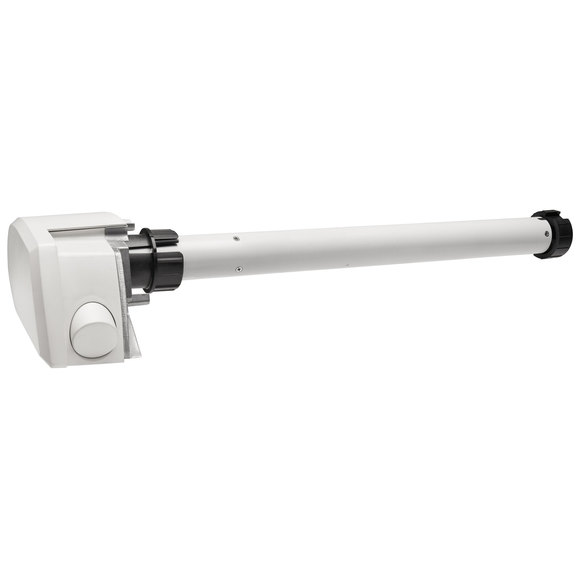 Nahaufnahme eines Motor-Sets für Thule Omnistor 9200, zeigt weißes Gehäuse, lange weiße Metallstange mit Schrauben und schwarzer Endkappe