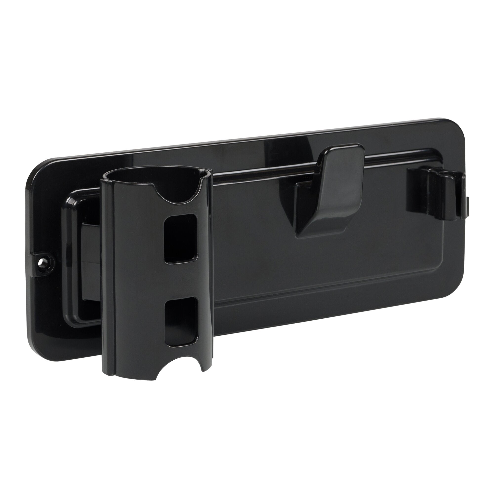 Schwarze Dockingstation aus Kunststoff mit Halteklammern und Aussparungen, Lade- und Aufbewahrungsstation für SZ-2390