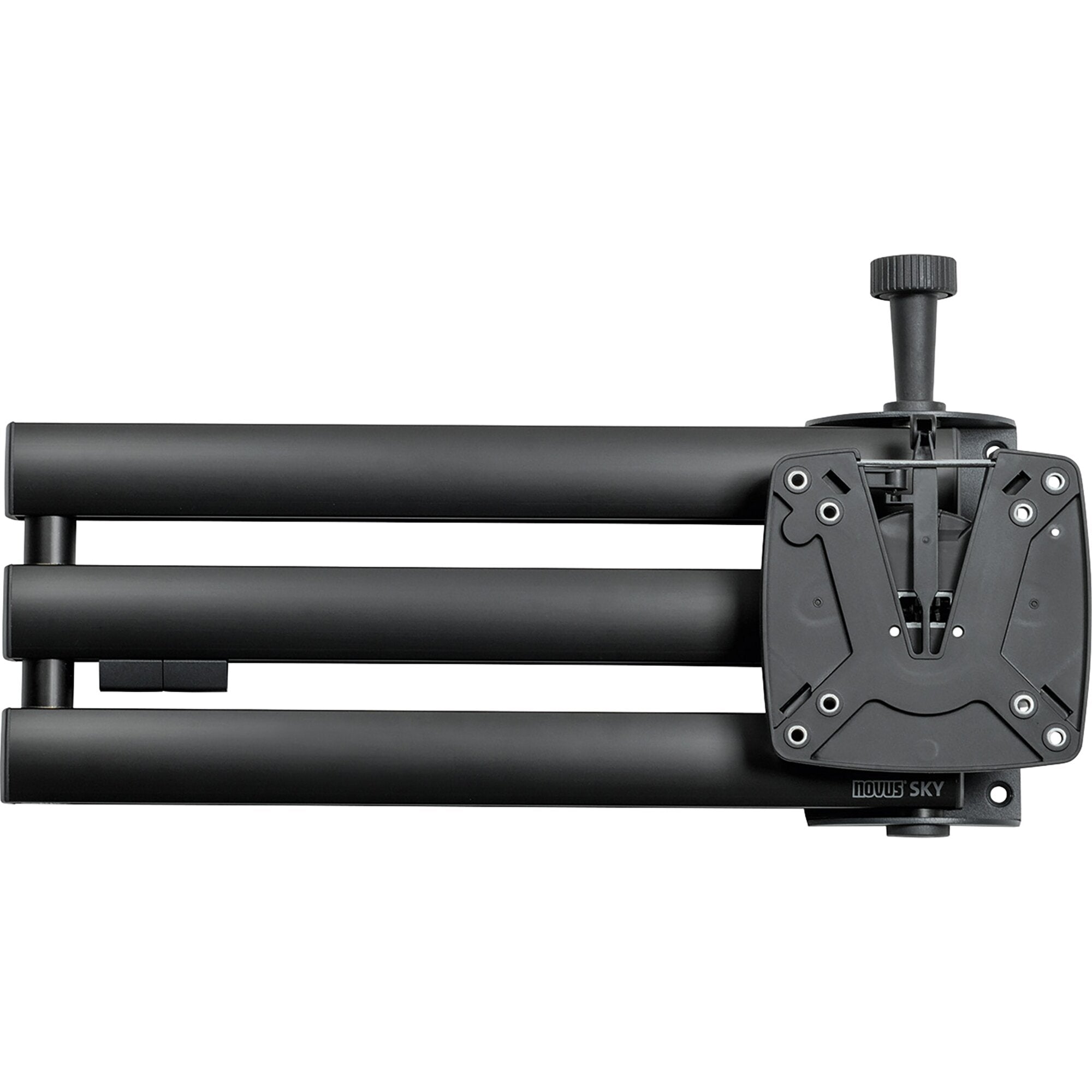 Schwarze Wandhalterung Sky 10N mit 48 cm Arm, robuste Metallkonstruktion, Montageplatte mit Schraublöchern und oberhalb befindlichem Verstellknopf