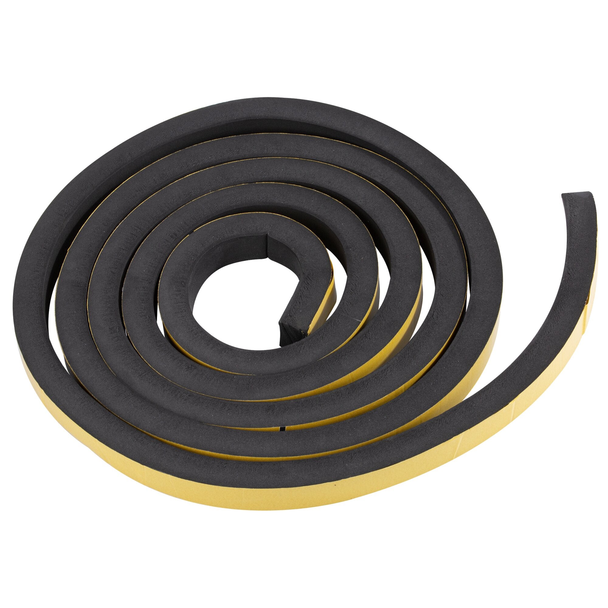Spiralförmige Dichtbandrolle in Schwarz mit gelber Unterseite, mehrere Windungen einer flachen Spiralform Rain Guard F80/F65