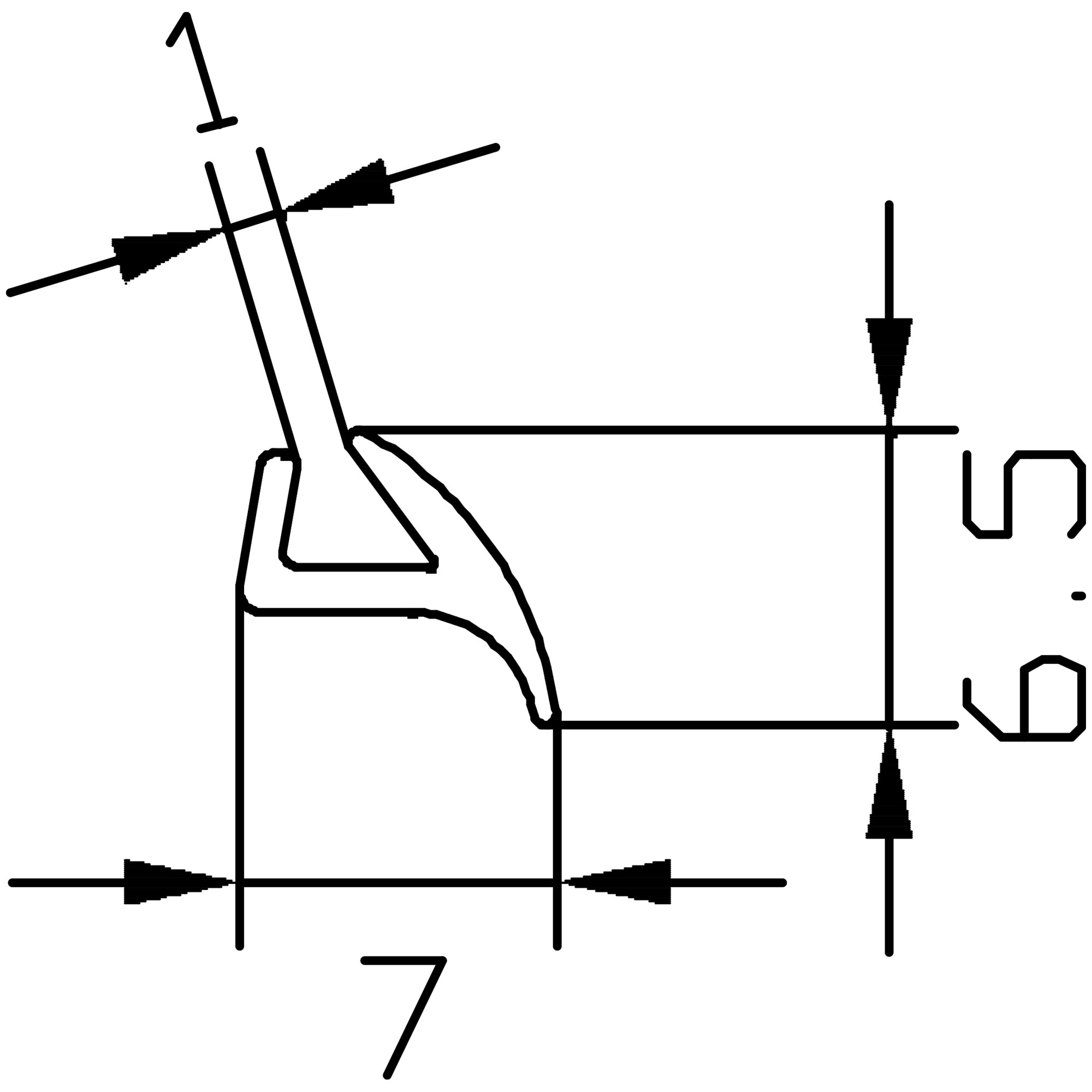 Technische Zeichnung eines weißen Unterlegprofils 8 mm; schematische Montageansicht mit Pfeilen und Maßlinien kennzeichnet Bauteilformen