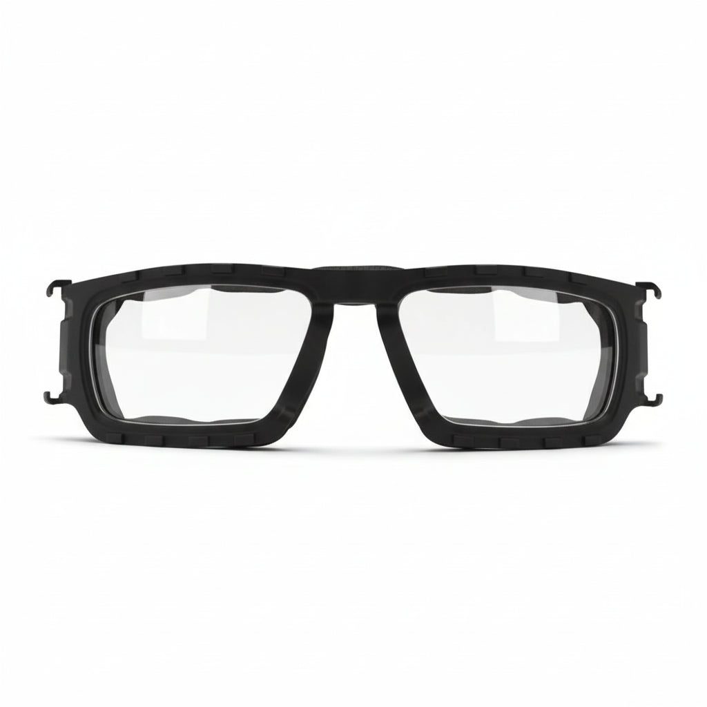 Schwarzer GATORZ Specter Schutzrahmen mit transparenter Schaumstoff-Gesichtsabdichtung für sicheren Sitz und Komfort bei.