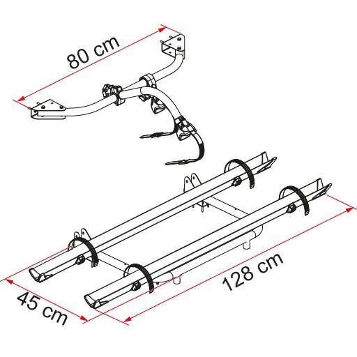 Carry-Bike Garage Standard Fahrradträger mit zwei Schienen, Halterungen, Spanngurten; Maße 128 cm lang, 80 cm breit, 45 cm tief