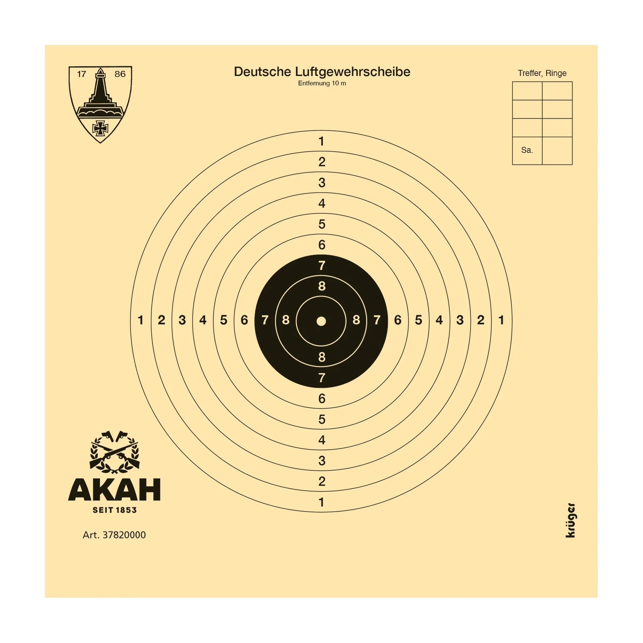 AKAH Luftgewehrscheibe 12 × 12 cm · 10 Ringe für 10-m-Training