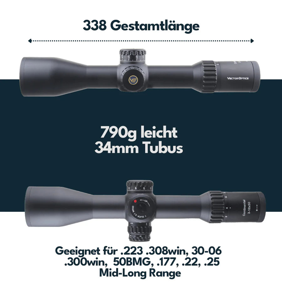 VectorOpticsVector Optics SCFF - 43 Continental x6 3 - 18x50FFP - Black Raptor