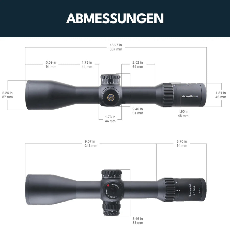 VectorOpticsVector Optics SCFF - 43 Continental x6 3 - 18x50FFP - Black Raptor