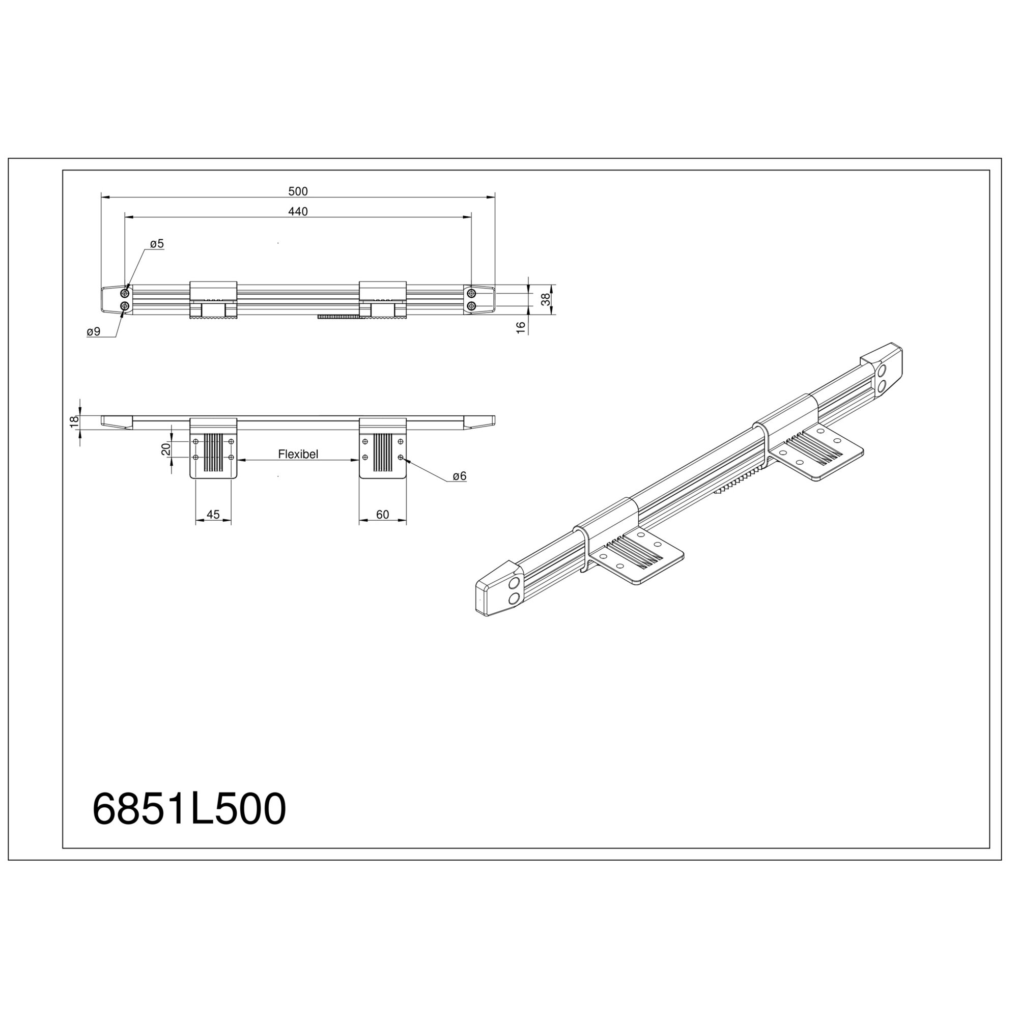 Wandanschlussschiene, 100 cm