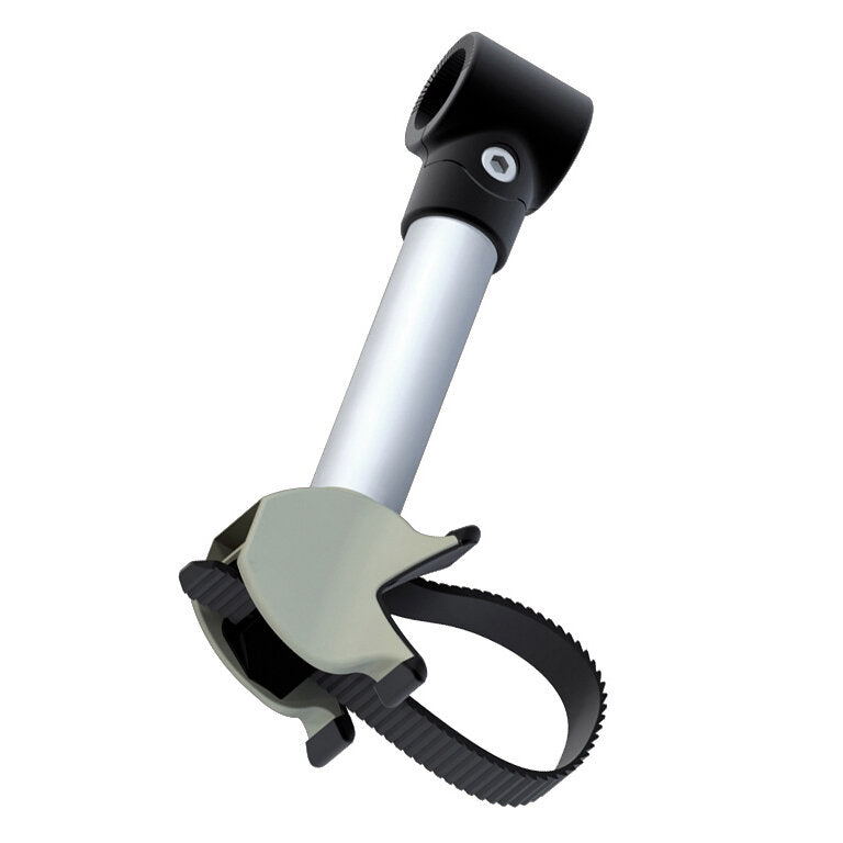 19 cm lange Radkralle mit silbernem Metallstab, grauer Klemmvorrichtung und schwarzem gezahntem Band zur Befestigung am Rad