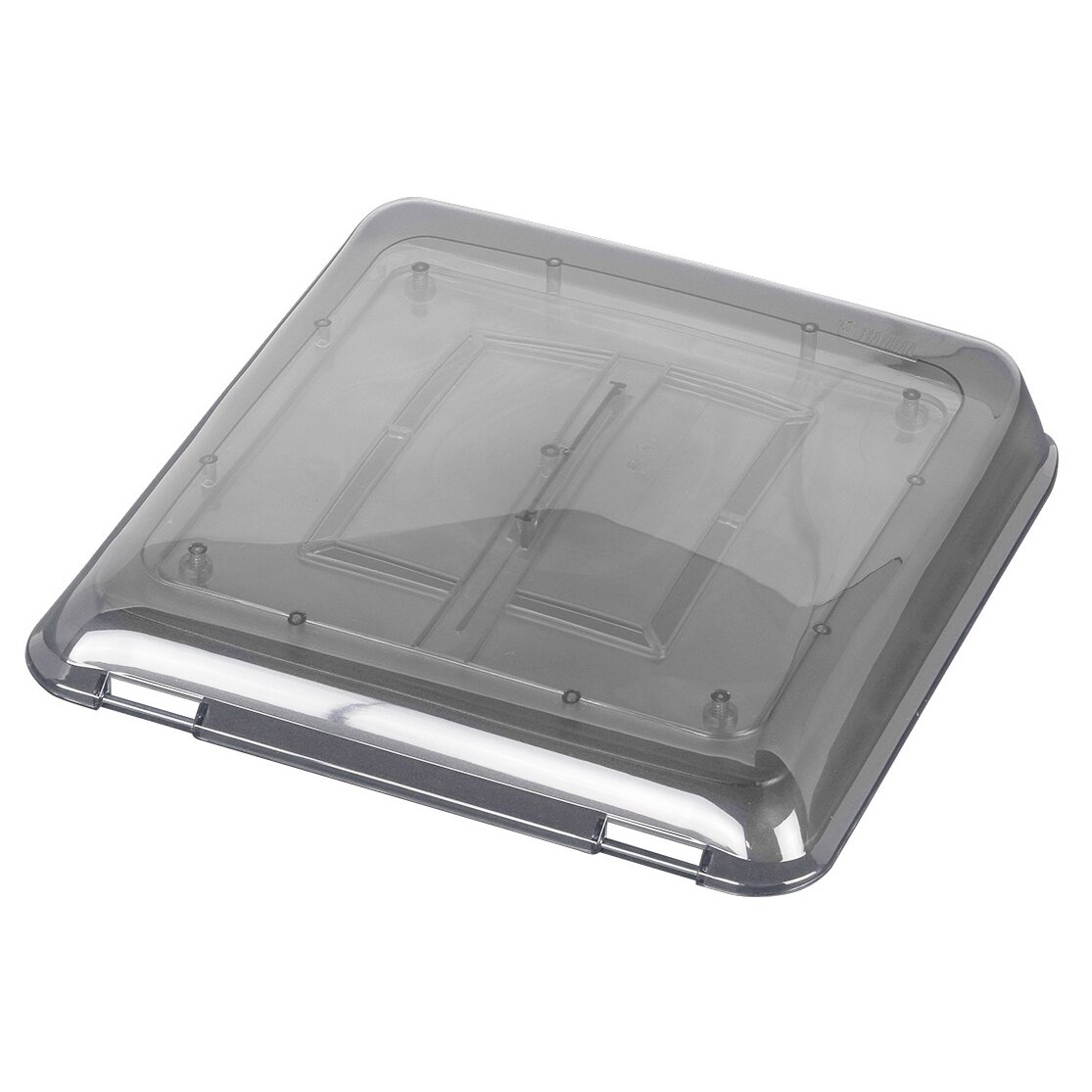 Transparente Ersatzhaube crystal für Vent/Turbo Vent, quadratische Form mit abgerundeten Ecken, klare Kunststoffhaube mit Befestigungspunkten