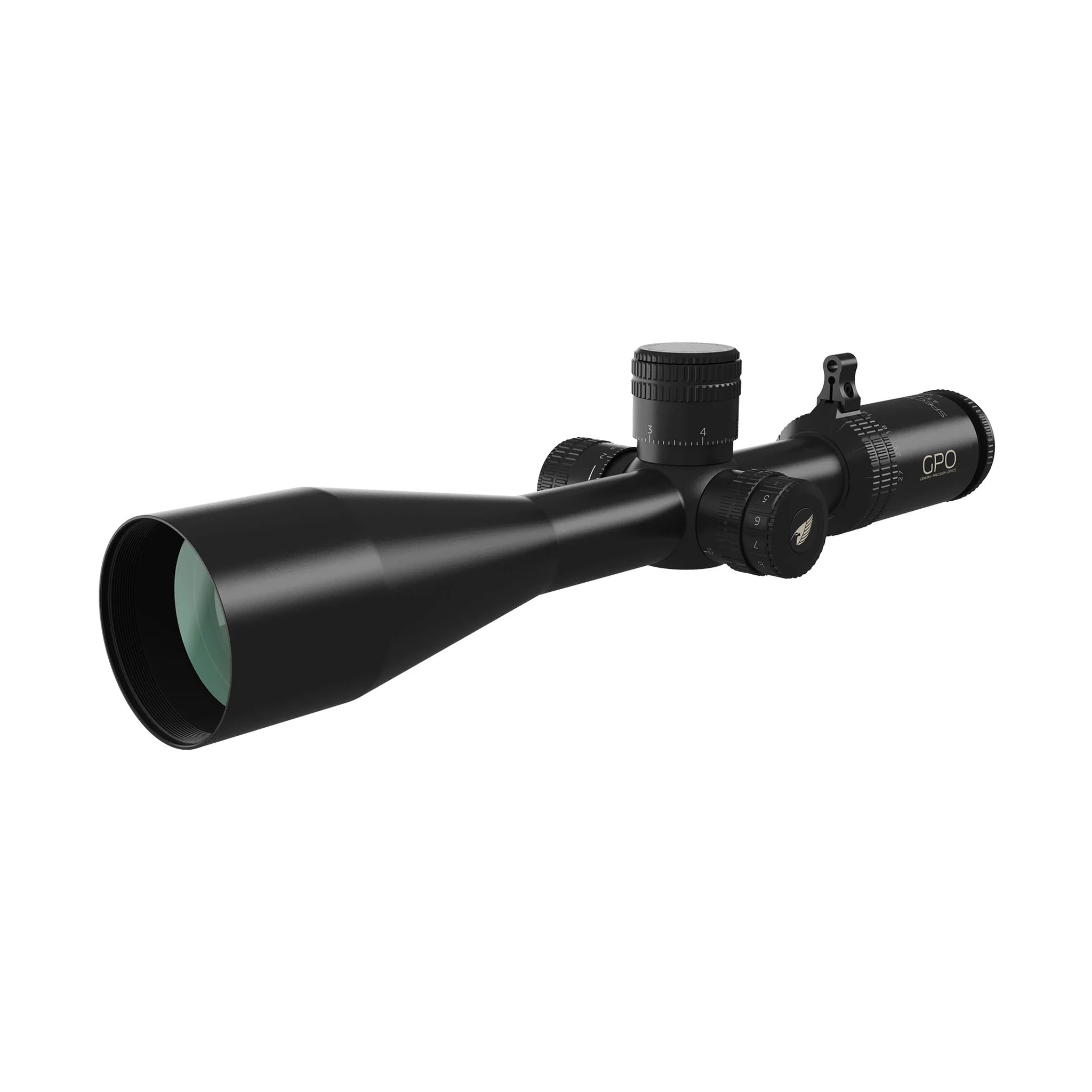 GPO SPECTRA 6x 4,5–27×50i LR Pro FFP Zielfernrohr in schräger Vorderansicht