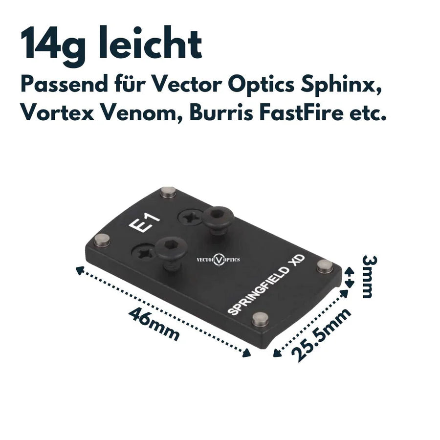 Vector Optics SCRDM - 05 Springfield XD Montage für Reflexvisiere mit TEK (Docter Sight) Footprint - Black Raptor