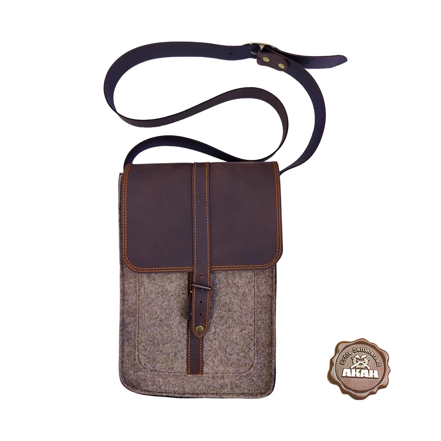 AKAH Messenger-Tasche aus Wollfilz und Büffelleder – Produktansicht 1