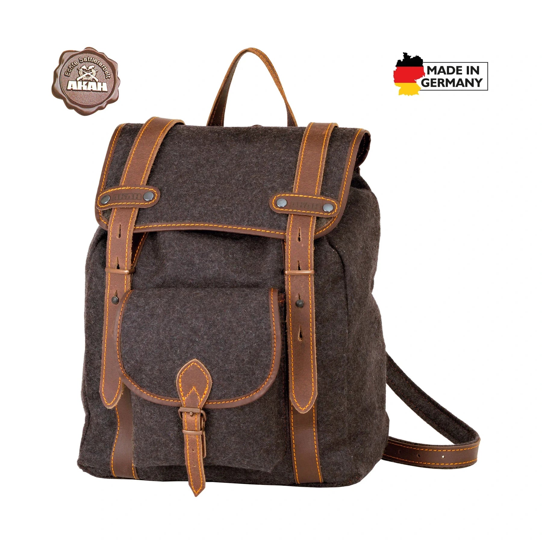 AKAH Wanderrucksack Ranger aus Loden und Büffelleder – Produktansicht 1