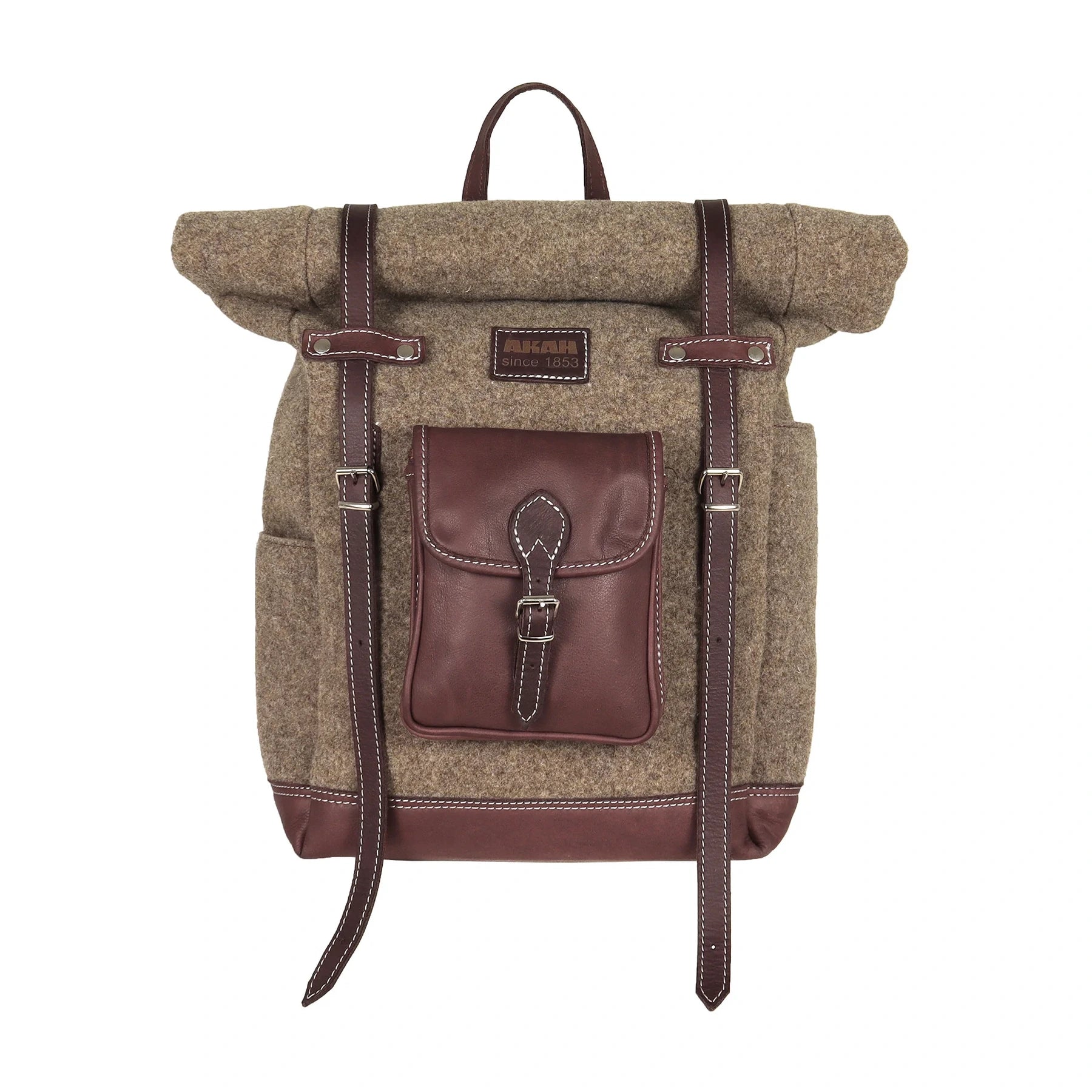 AKAH Rolltop-Rucksack aus Wollfilz und Olivenleder – Produktansicht 1
