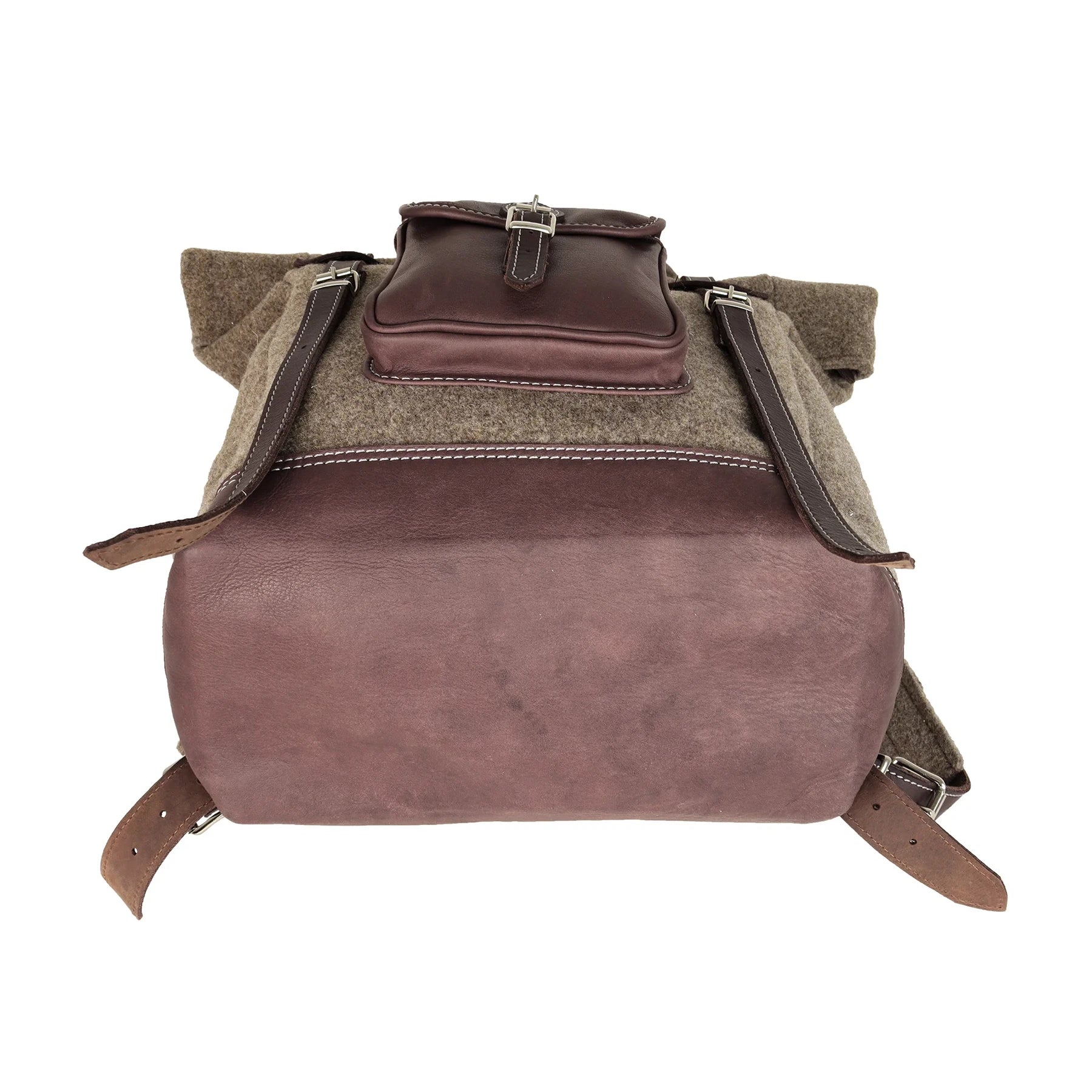 AKAH Rolltop-Rucksack aus Wollfilz und Olivenleder – Produktansicht 7