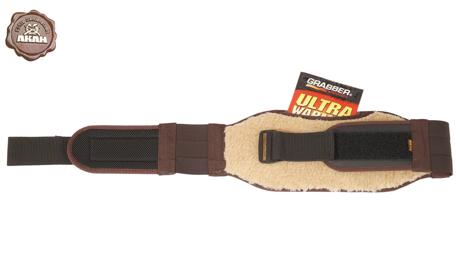 AKAH Nierenwärmer Größe 2 geöffnet mit Webpelzfutter und Tasche für Körperwärmer
