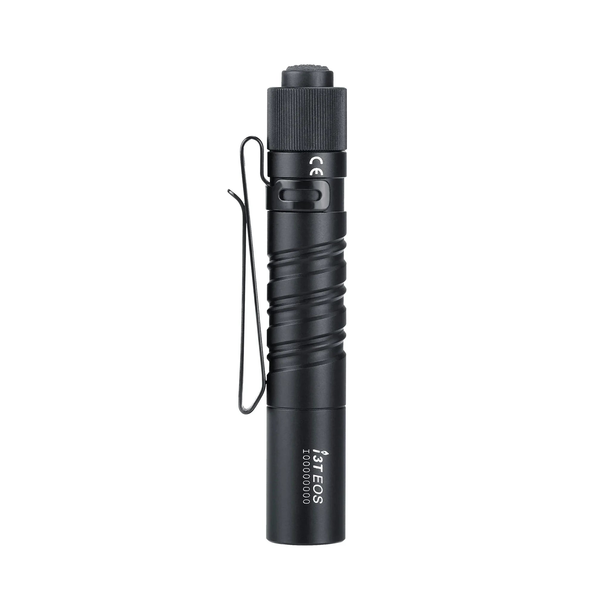 Olight i3T EOS AAA-Taschenlampe schwarz · schlanke Bauform in Draufsicht