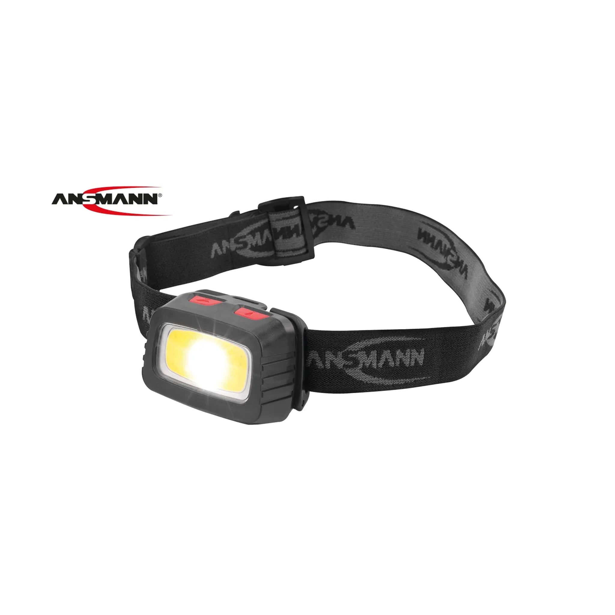 ANSMANN HD200B Stirnlampe in Schwarz-Rot mit verstellbarem Kopfband
