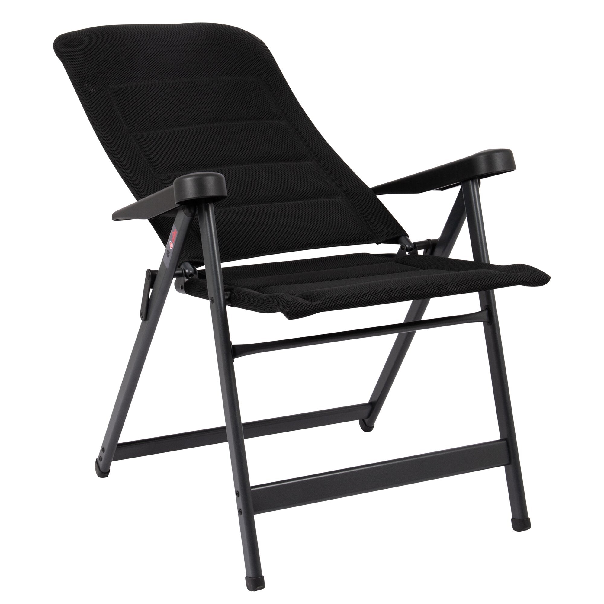 Schwarzer AP/240 Air-Deluxe Campingstuhl mit Mesh-Gewebe-Rückenlehne und Sitzfläche, Armlehnen aus Kunststoff, grauen Metallrahmen