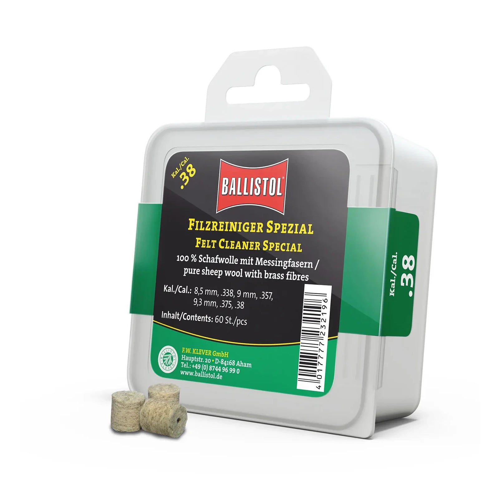 Ballistol Filzreiniger Spezial · neun Kalibervarianten · 60 Stück – Produktansicht 1