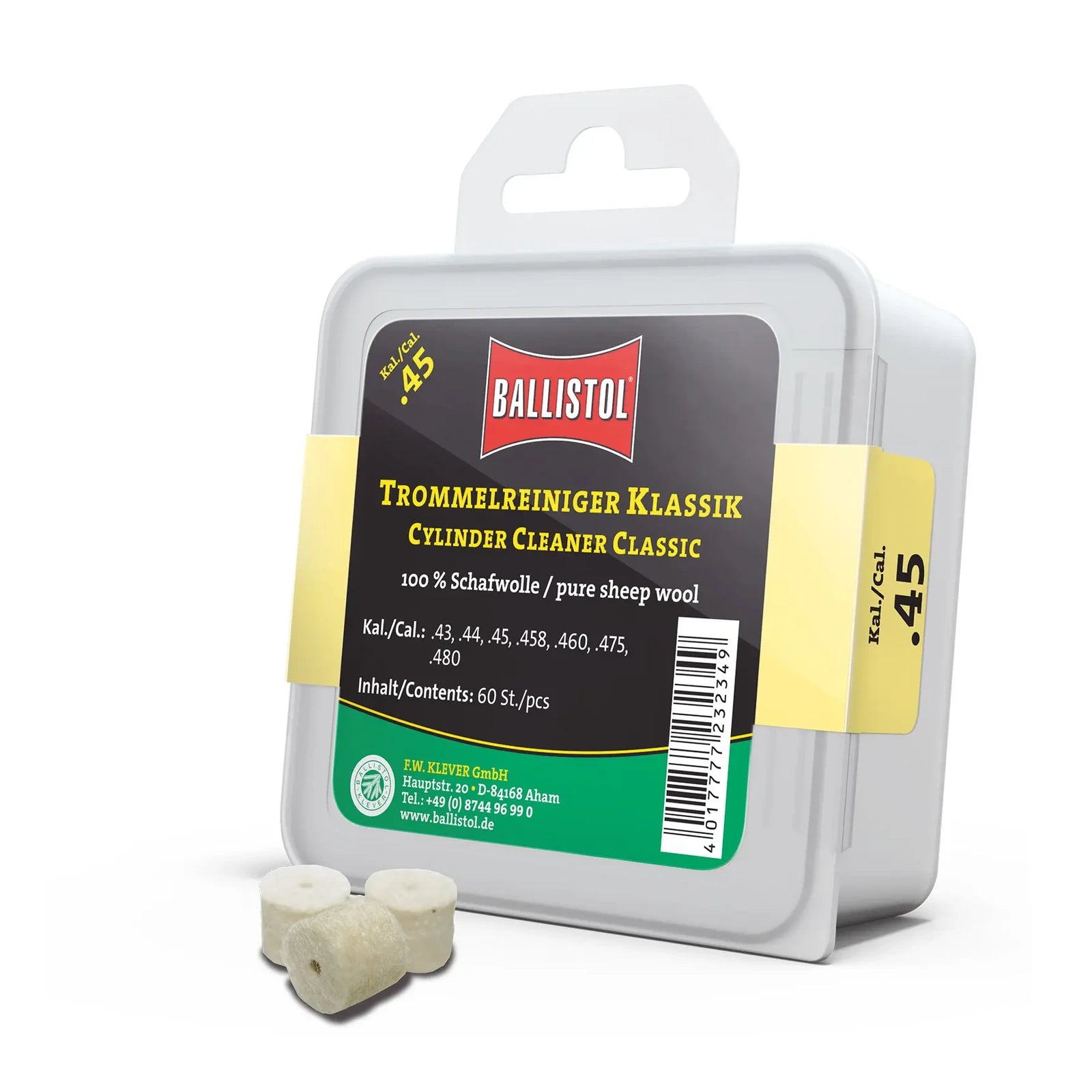 Ballistol Filz-Trommelreiniger Klassik · .38/.45 · 60 Stück – Produktansicht 1