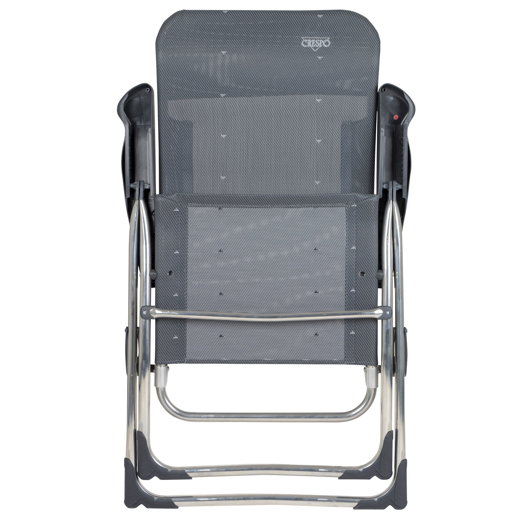 Zusammenklappbarer Campingstuhl XS AL/215 Classic in Anthrazit, Rückenlehne mit Carbonmuster, seitliche Armlehnen, robuster Rahmen und Füße
