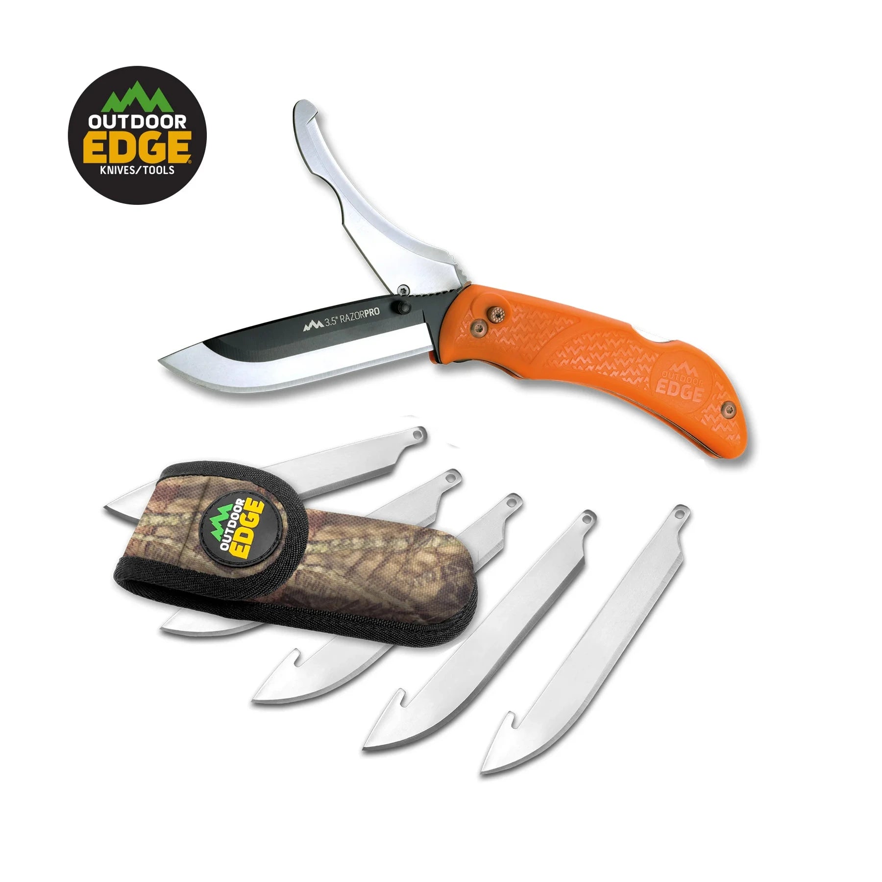 Outdoor Edge Razor Pro Wechselklingenmesser mit Aufbruchklinge, sechs Ersatzklingen und Nylontasche