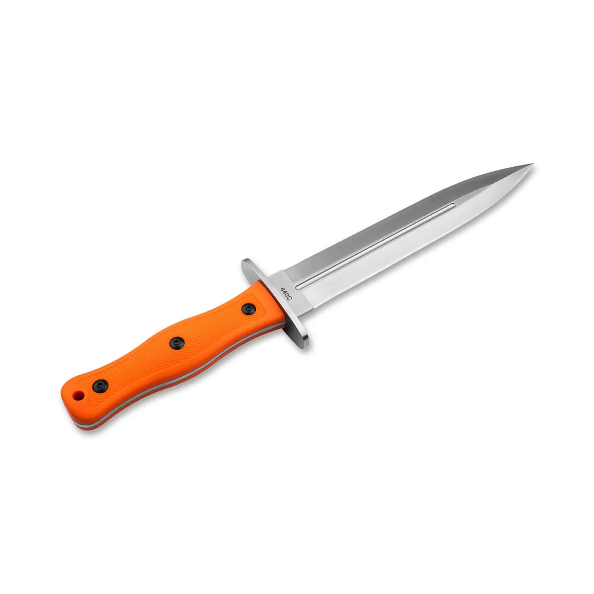 Böker Magnum Saufänger HL Rückseite mit zweischneidiger 440C-Klinge und Parierstange