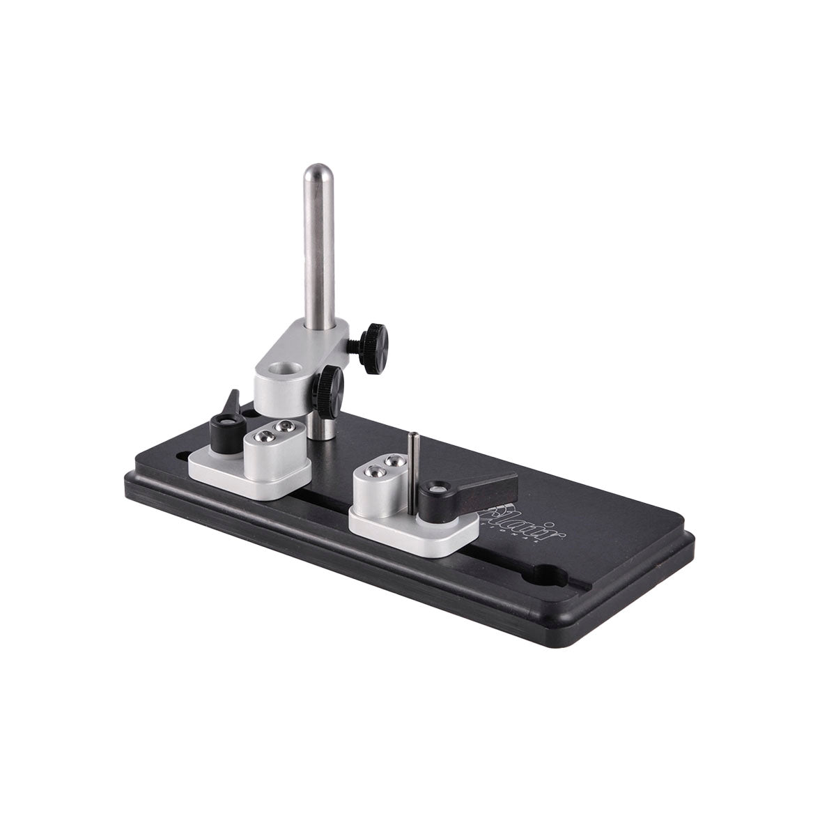 Sinclair Concentricity Gauge 09150 ohne Messuhr auf schwarzer Grundplatte mit zwei verstellbaren Lagerblöcken