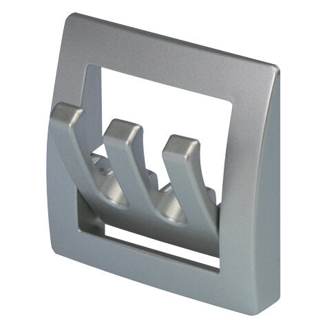 Metallischer Garderobenhalter mit quadratischem Rahmen und drei gebogenen Haken in silberner Optik