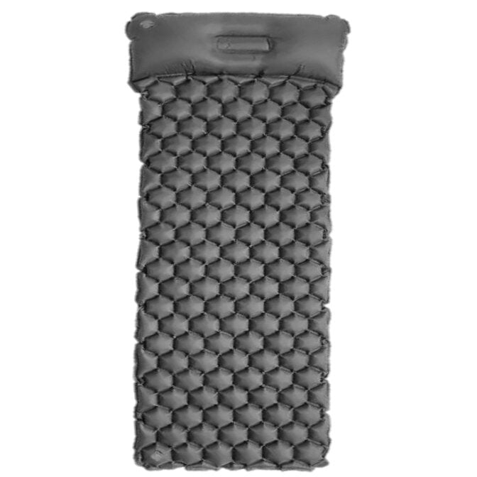Luftmatratze ONE-Pad, 84 cm, dunkelgrau, längliche Matte mit hexagonalem Muster und integrierter Grifföffnung an der Oberkante