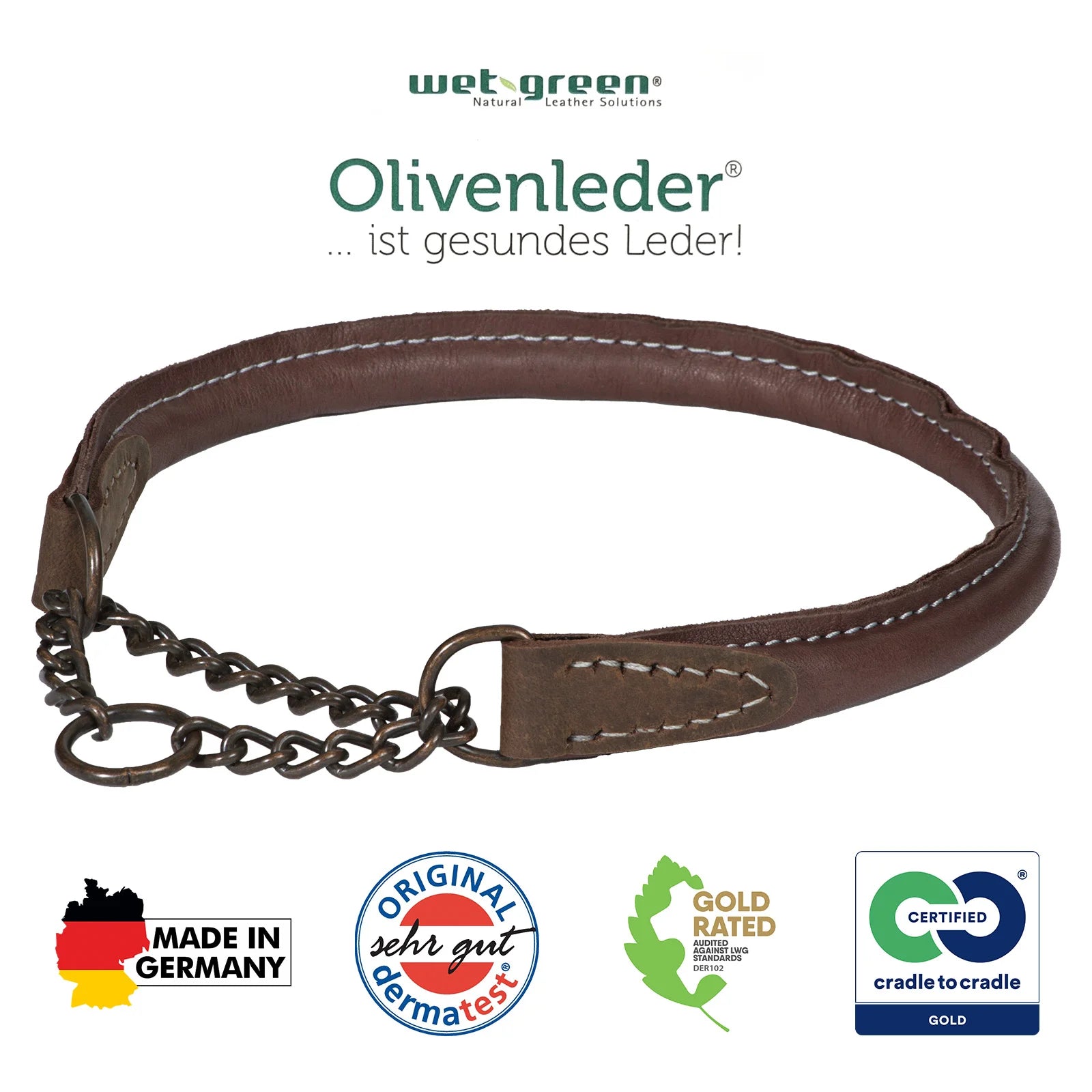 AKAH Halsung aus Olivenleder rundgenäht – Produktansicht