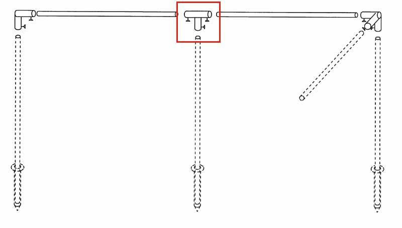 Piper Windschutzgestänge T-Stück, Stahl