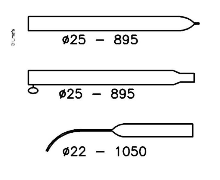Umefa gebogene Dachhakenstange – Ø25 mm, 210–275 cm