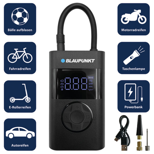 Blaupunkt TPM 124 Akku-Luftpumpe mit Powerbank-Funktion