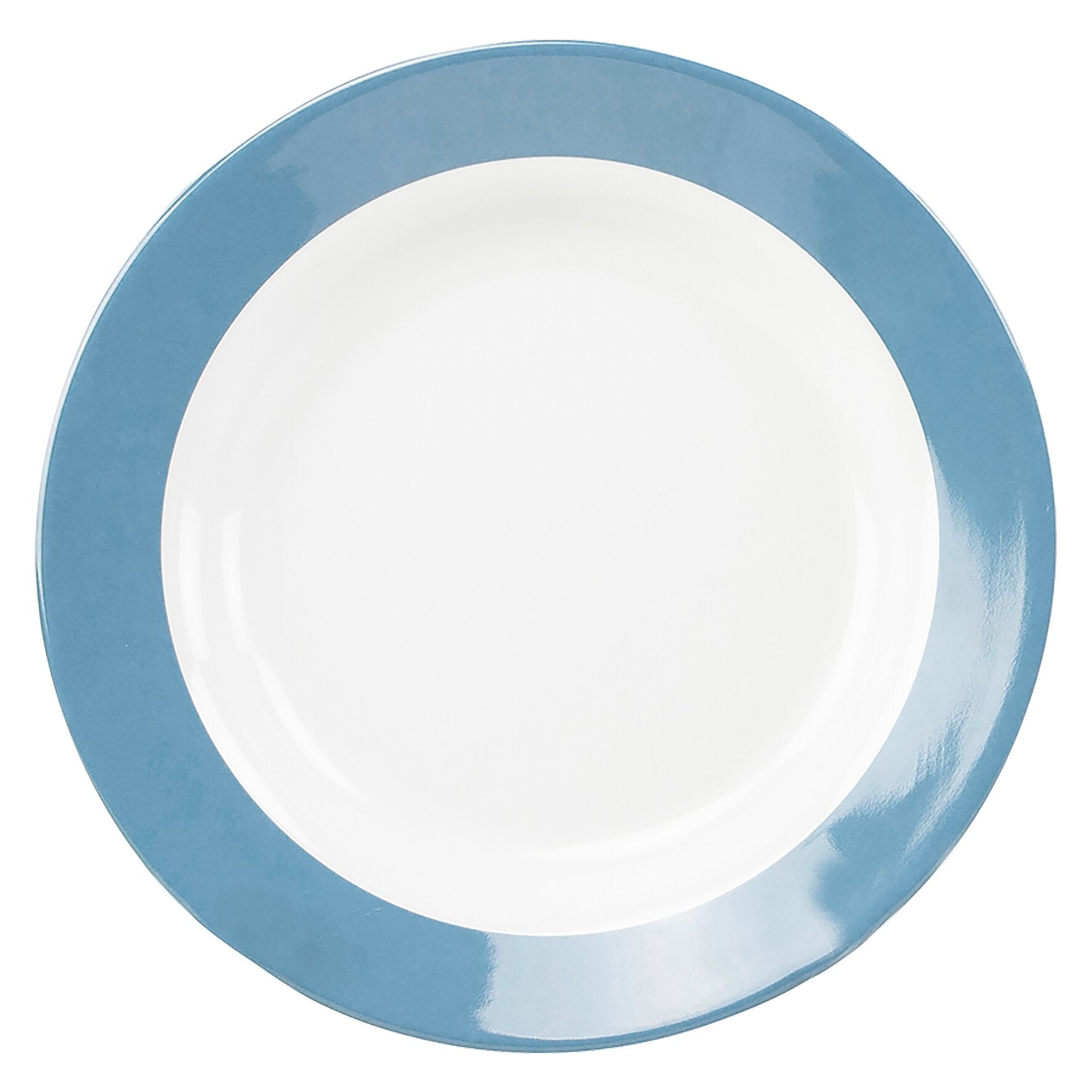 Detailaufnahme eines runden Suppentellers Colour Line blau mit weißem Innenbereich und blauem Rand