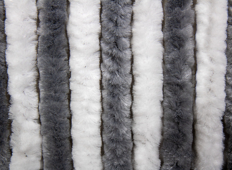 Carbest Chenille-Flauschvorhang - 56 x 205 cm - Weiß / Grau