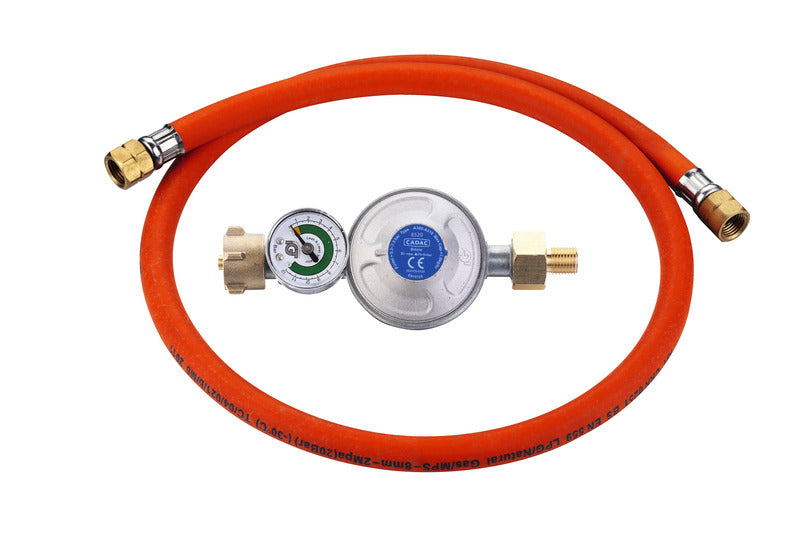 Cadac Universal-Gasdruckregler 50 mbar mit Manometer und 85-cm-Schlauch