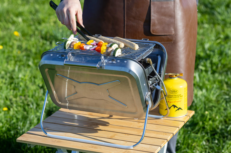 Holiday Travel Koffergasgrill aus Edelstahl