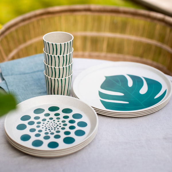 Koziol 4er Set große Teller - MONSTERA LEAF