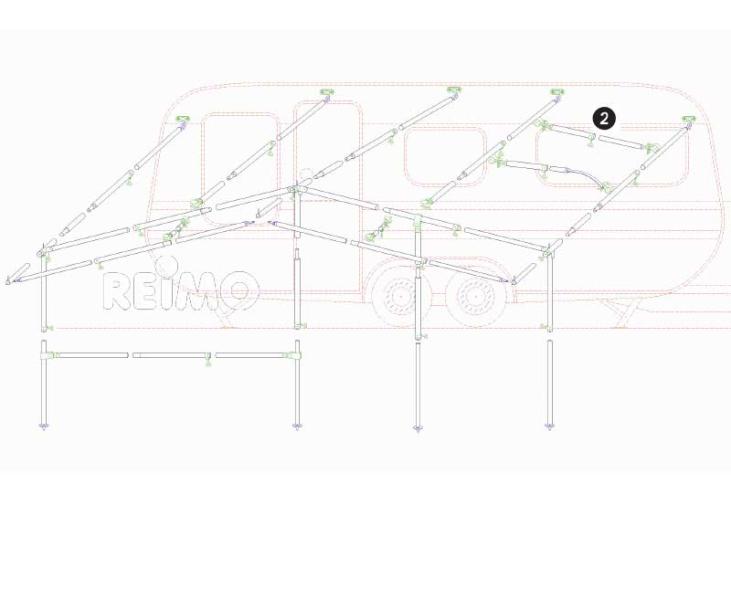 Piper Spannstange/Dachauflagenstange Alu 120-200cm, 2-teilig – Ø25x1,2mm / Ø22x1,2mm -beidseitig Rohrschellen